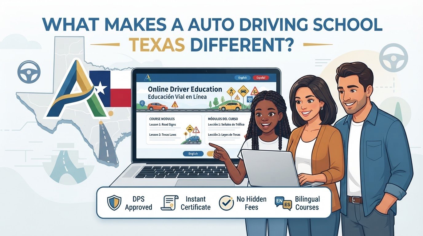 A Auto Driving School Texas difference: DPS approved bilingual online courses with instant certification