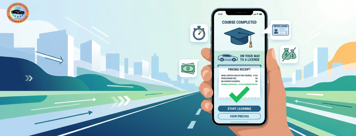 Clear pricing and affordable Texas online driver education course with no hidden fees