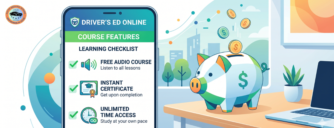Affordable Texas DPS approved online driving course with free audio and instant certificate