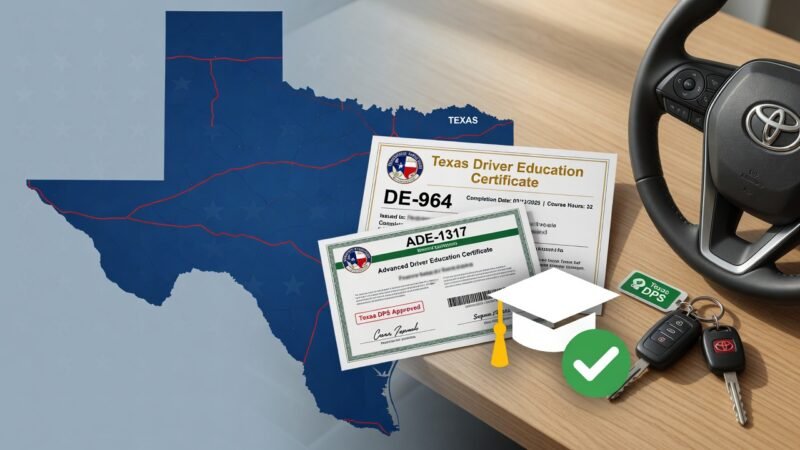 Texas driver education certificates DE-964 and ADE-1317 explained for teens and adults