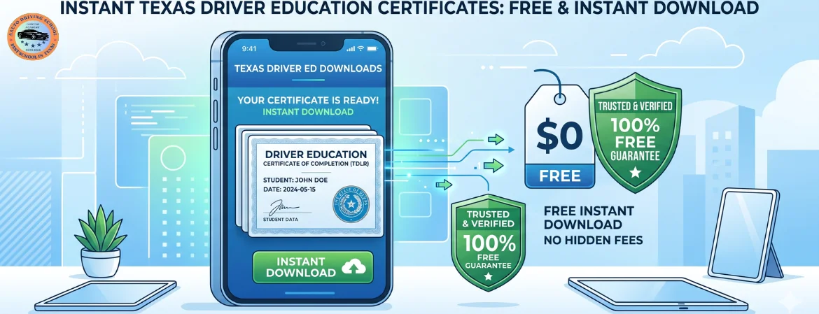 Texas Driving Certificate Online ADE-1317 and DE-964